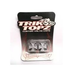 2 Bouchons De Valve TRIK TOPZ Croix De Fer Caps Shrader Argent -Magasin De Sport De Vélo 2 bouchons de valve trik topz croix de fer caps shrader argent 1