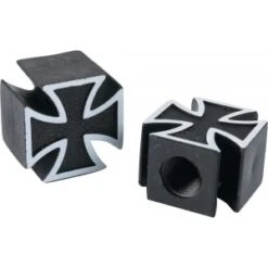 2 Bouchons De Valve TRIK TOPZ Croix De Fer Caps Shrader Noir