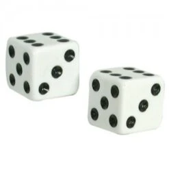 2 Bouchons De Valve TRIK TOPZ Dé Caps Shrader Blanc