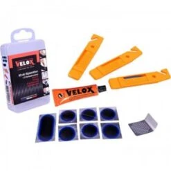 Kit De Réparation VELOX Repair Kit Avec Colle, Rustines & 3 Démontes Pneus -Magasin De Sport De Vélo kit de reparation velox repair kit avec colle rustines 3 demontes pneus 1