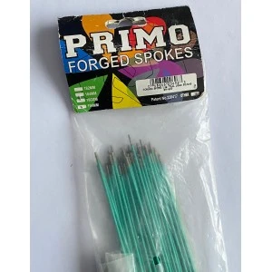 Pack De 50 Rayons PRIMO Forged Spokes Acier / 186mm Vert (BMX 20") 3 Pack De 50 Rayons PRIMO Forged Spokes Acier / 186mm Vert (BMX 20")