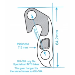Marwi Patte De Dérailleur GH-089 SPECIALIZED Route (Epaisseur 7,5mm)/ Hanger / Schaltauge -Magasin De Sport De Vélo patte de derailleur gh 089 specialized route epaisseur 75mm hanger schaltauge 1