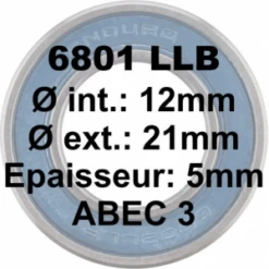 Roulement ENDURO Bearings 6801 LLB 12x21x5 ABEC 3